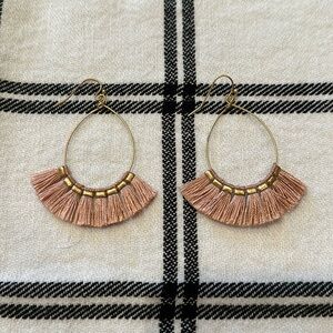 Pink and gold tassel earrings